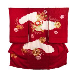 紗綾形地紋・雲間に金糸刺繍の鞠と束ね熨斗