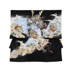 波頭に兜に龍と小槌(黒)