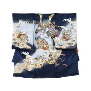 波頭に兜に龍と小槌(青)