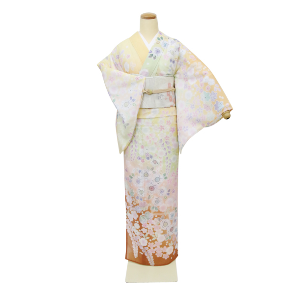 霞藤の夢（薄橙・薄黄緑）（夏物）