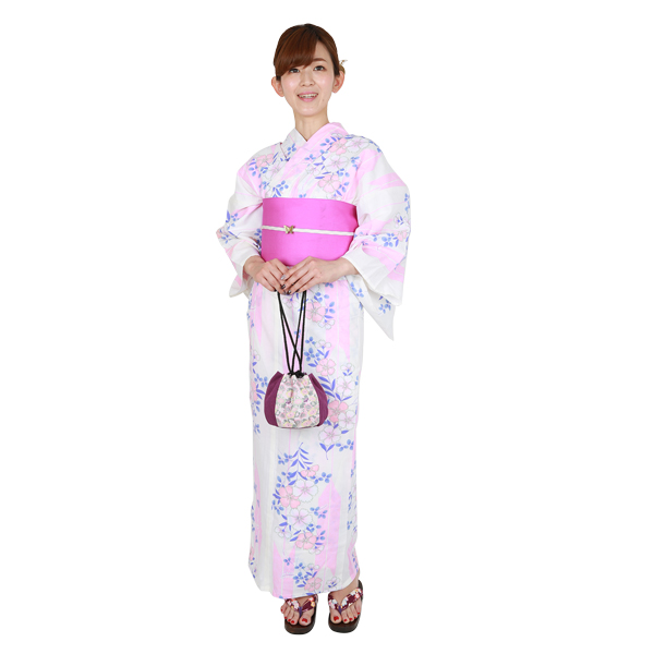 桃矢絣に撫子