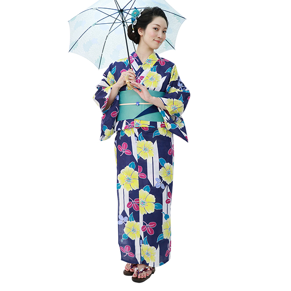 紺地に花矢絣