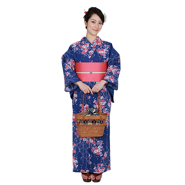 紺地に変わり麻の葉に葉桜